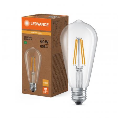 Ledvance LED Classic Edison 60 Filament Energy Efficiency Class A 3,8W 827 Klar E27